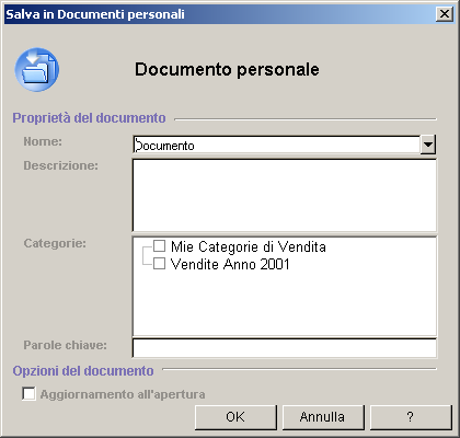 Salvataggio della query Una volta creata la query è possibile salvare il risultato Slide 17 - Copyright 2007 Business Objects SA - All Rights Reserved Salvataggio del documento Si può