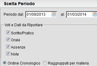 Alunno Tutte le Materie: tramite questa funzione è possibile stampare il riepilogo delle valutazioni del singolo alunno (tutte le materie).