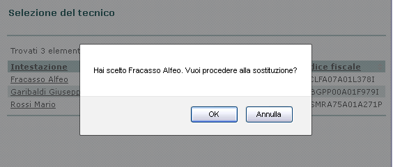 6.4 Funzione Cambia RUP La funzione Cambia RUP permette di sostituire (o assegnare se non è stato inserito in precedenza)