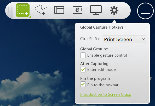 Acer Screen Grasp - 45 N. Descrizione Cattura di pagina Web: consente di catturare una pagina web 4 intera, comprese parti della pagina non attualmente visibili.