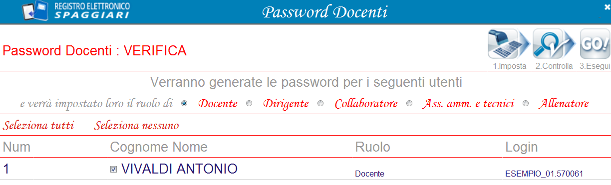 Se buona parte dei docenti appartengono alla stessa classe / materia si suggerisce di indicare solo la sigla della classe o la materia e non i singoli nomi.