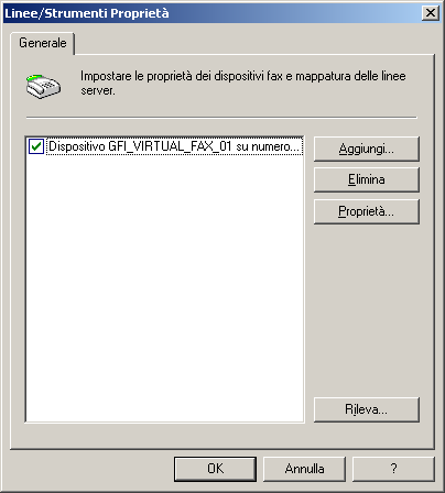 Configurazione delle linee fax Configurazione di una linea fax Una linea fax consiste in una linea telefonica fisica collegata a un dispositivo fax, ad esempio un modem o una scheda fax ISDN.