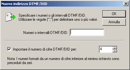 2. Associare i numeri DID agli utenti per definire le route DID. NOTA 1: non abilitare il routing DTMF/DID se non si dispone di un dispositivo fax idoneo.