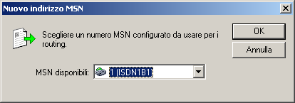 linea ISDN viene utilizzata unicamente per il server fax, si possono inserire i numeri MSN disponibili sulla linea ISDN e creare così il massimo numero possibile di route MSN.