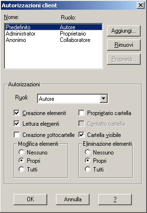 Figura 58 - Impostazione delle autorizzazioni per la cartella pubblica 2.