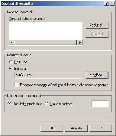 Figura 61 - Impostazione dell'utente di AD per recapitare i messaggi di posta nella cartella pubblica 6.