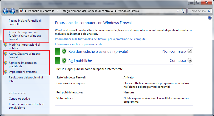 Con due clic sull icona appare la finestra iniziale del firewall.