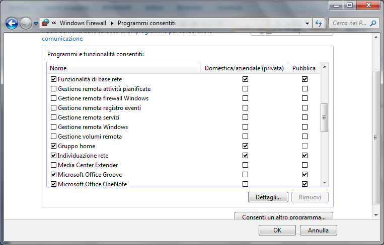 Per aggiungere un programma fare clic su Consenti programma o funzionalità con Windows Firewall.