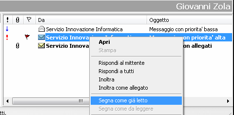 ECDL 7.5.1.1/2 Leggere un messaggio (1) Obiettivo: Marcare/Smarcare un messaggio di posta Qualsiasi messaggio può essere marcato per avere un riferimento futuro (ad es. messaggi importanti).