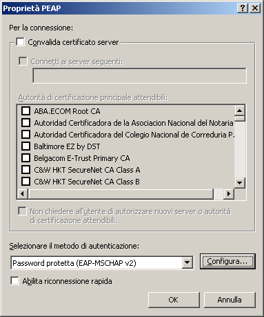 PAG. 3/5 Scheda Autenticazione - Verificare che sia abilitata l opzione Abilita autenticazione IEEE 802.