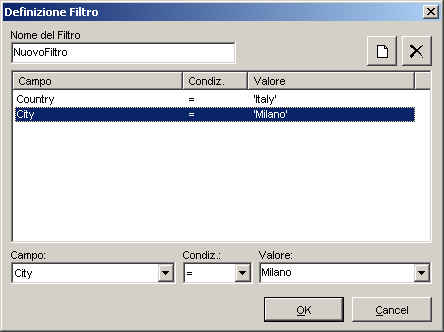 38 Open DB - Manuale dell Utente Impostazioni Tabelle e Viste SQL Editor dei filtri Personali Questo editor consente di definire un filtro per la selezione dei record di una tabella o vista.