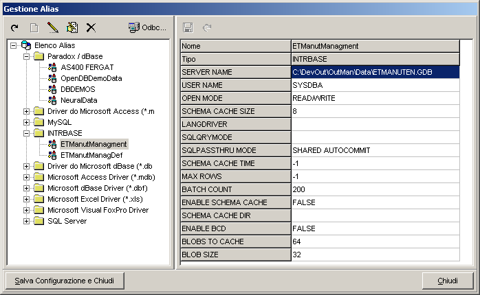 Cap. 7 - Utility 65 Capitolo 7 Utility Gestione Alias L applicazione utilizza il Borland Database Engine come interfaccia per l accesso ai dati.