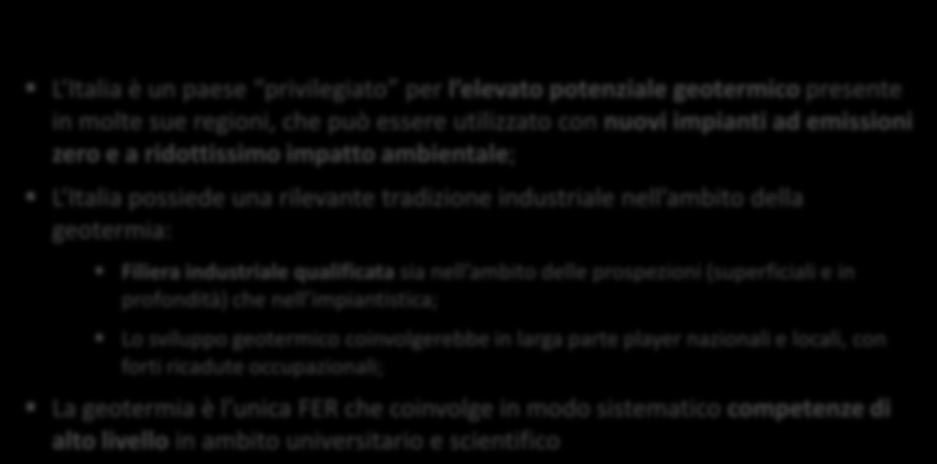 notevolmente ridotto se paragonato alle altre FER; Potenziale accoppiamento con sistemi di cogenerazione.