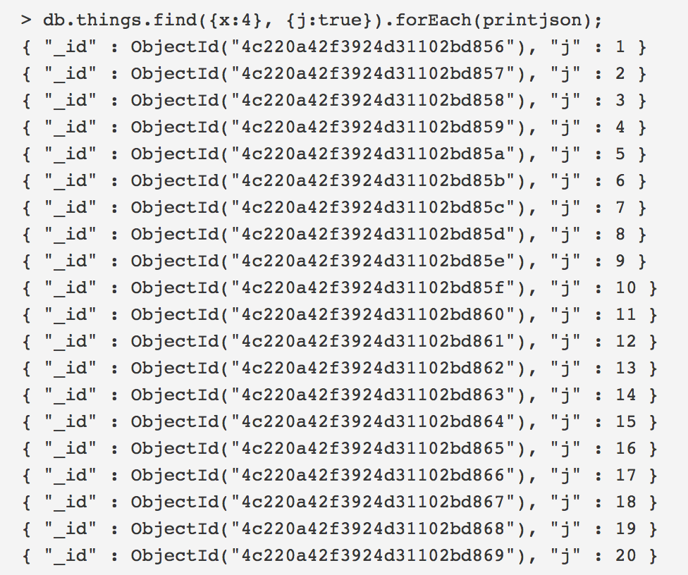 MongoDB Esempi di Query (3) SELECET * FROM things