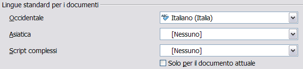 Sono disponibili le seguenti opzioni: Per selezione: selezionare questa opzione per applicare al testo selezionato una specifica lingua (la selezione può interessare pochi caratteri o diversi