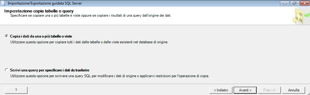 SS 2008 m1 Principianti - 107 - Le destinazioni dei dati disponibili includono i provider di dati.