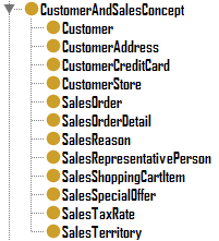 La classe CustomerAndSalesConcept Come sotto classi di CustomerAndSalesConcept ritroviamo i concetti relativi al processo di vendita ai clienti come illustrato in Figura 26.