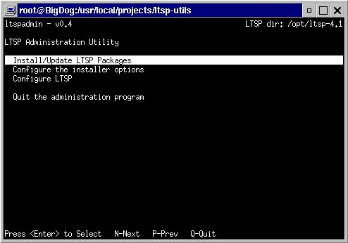 2.2. Installazione dei pacchetti client di LTSP Una volta che è stata completata l'istallazione del pacchetto ltsp utils, si ha a disposizione il comando ltspadmin.
