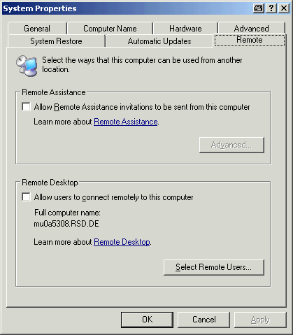 Appendice Appendice: Interfaccia LAN 7. Aprire la scheda "Remote". 8. In "Remote Desktop" attivare l'opzione "Allow users to connect remotely to this computer". 9.