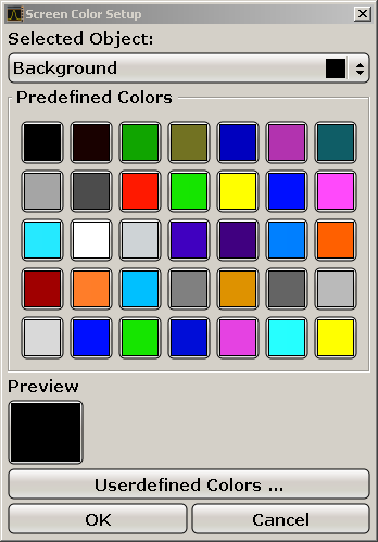 Preparazione all'utilizzo Setup dell'r&s FSVR 4. Premere la freccia nell'elenco "Selected Object" e selezionare l'oggetto per il quale si intende modificare l'impostazione del colore. 5.