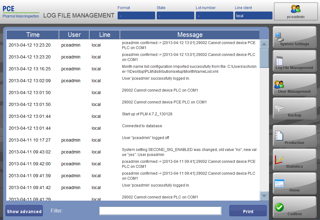 4.10 Menu 11 11 Menu 11.1 Gestione file di registro (A-3.10.1) Un meccanismo di gestione di file di registro è strettamente collegato al sistema dei diritti utente.