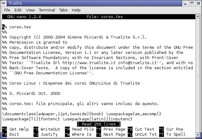 2.4. GLI EDITOR DI TESTO 103 Essendo jed in sostanza un clone di emacs non staremo a ripeterne i comandi principali, che sono gli stessi di tab. 2.