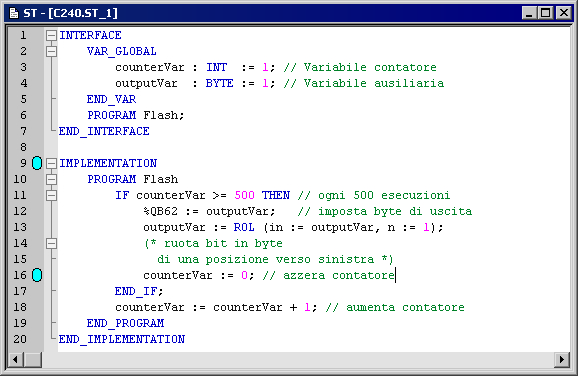 indesiderati nella creazione di una successione numerica nell'editor ST 3.3.4.