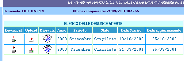 Terminato il processo di Upload il server di Sice.