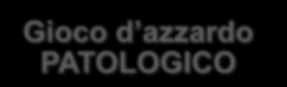 G. Serpelloni 2012 Gioco d azzardo INFORMALE E RICREATIVO Gioco d azzardo PROBLEMATICO Gioco d azzardo PATOLOGICO Definizioni Comportamento fisiologico con necessità di consapevolezza dei potenziali