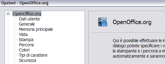 Opzioni comuni a tutti i componenti di OOo Questa sezione tratta alcune delle opzioni comuni a tutti i componenti di OpenOffice.org.