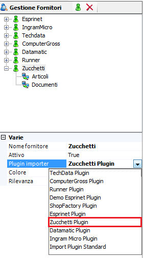 Dopo aver installato un nuovo plugin di importazione è possibile associarlo al relativo fornitore e cominciare ad utilizzarlo. 3.