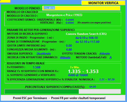 fig. 5.6 Verifica Singola Lancia il processo di verifica di una superficie specifica indicata dall'utente. Le coordinate della superficie sono indicate nei files *.SIN.