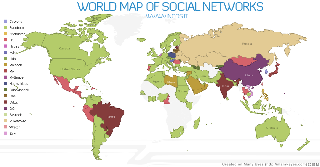 Figura 2.3 World Map of Social Network Fonte: http://www.vincos.it/wp-content/uploads/2009/06/wmsn-06-09.