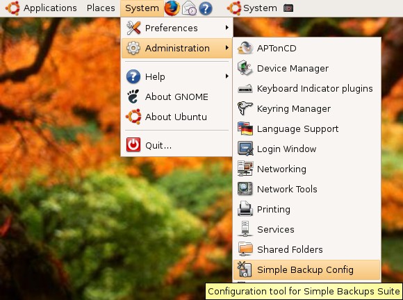 Installare sbackup su ubuntu da terminale con il comando sudo apt get install