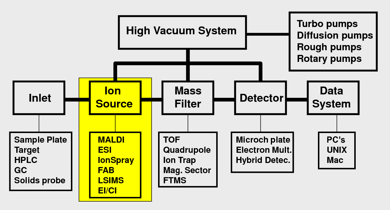 3.2 - Spettrometria di massa MALDI TOF-TOF Figura 17: Schematizzazione di uno spettrometro di massa.