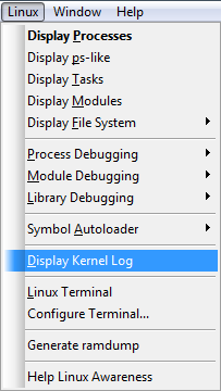 25 / 55 Debugging linux components: kernel log TRACE32 può mostrare