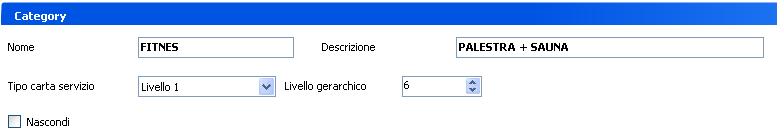 CATEGORIE Questa schermata consente la gestione delle categorie incluse nell impianto ripristinato sullo Smart Software.