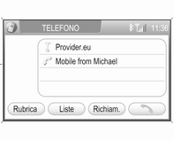 84 Telefono Il telefono cellulare deve essere impostato su "visibile" (vedi guida d'uso del dispositivo). Il telefono cellulare deve essere accoppiato al sistema Infotainment 3 80.