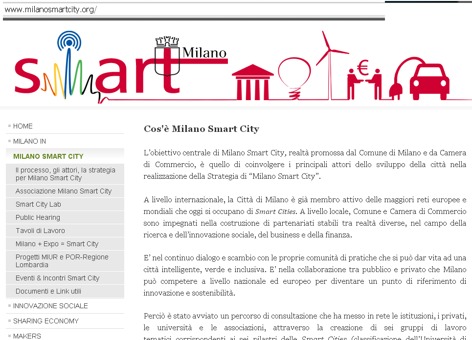 ll sito web di Milano Smart