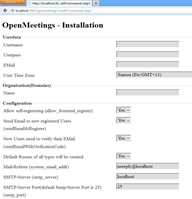 Figura 6 Configurazione parametri di installazione 3) Compilare i dati proposti nel form; è