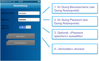 29 6 App Quing Home Con la app Quing Home potete: gestire lo stato del vostro sistema Quing Home attivare e disattivare il vostro sistema Quing Home guardare le immagini trasmesse dalle telecamere