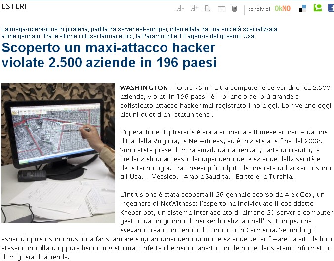 Attacchi alla sicurezza: qualche news dal mondo