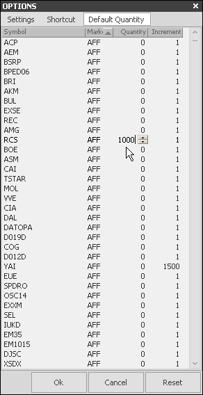 Per cancellare uno shortcut fare doppio click e alla scritta <Press Key> premere il tasto CANC. Per annullare le variazioni apportate chiudere la finestra Options scegliendo Cancel.