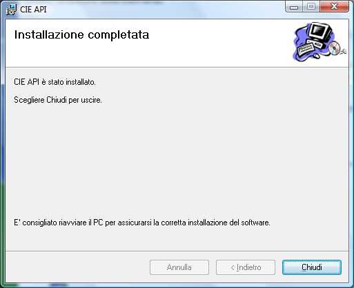 A installazione completata, premere Chiudi, per uscire dalla procedura d installazione. N.B.