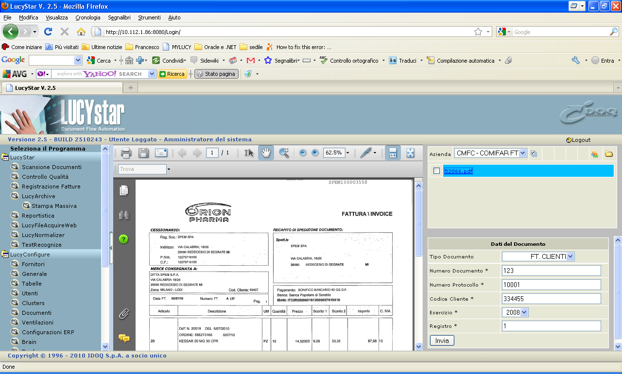 Modulo Acquire Web portale per l acquisizione di documenti Acquisizione di file pdf, Tif, ecc.