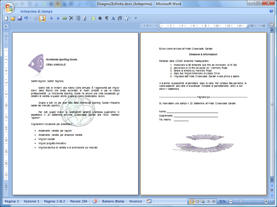 Word 2007 Terza parte Arricchire un documento aggiungendo, un grafico. 1. Aprire Grafico1Ex. 2. Andare a pagina 2 e fare clic sul paragrafo vuoto sotto al titolo. 3.