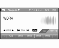 24 Radio Ogni gamma d'onda ha 3 elenchi di memorizzazione automatica (AS 1/3, AS 2/3 e AS 3/3), ognuno dei quali è in grado di memorizzare 5 stazioni.