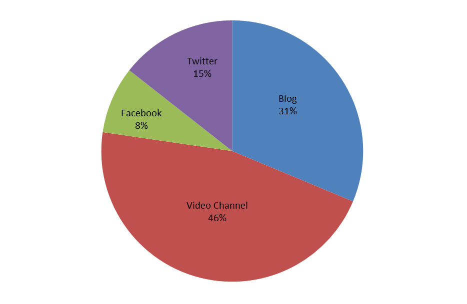 Presenza percentuale dei foodblogger nei diversi tipi di canale analizzati: *non è stata effettuata l analisi all interno di domini a carattere puramente informativo/istituzionale