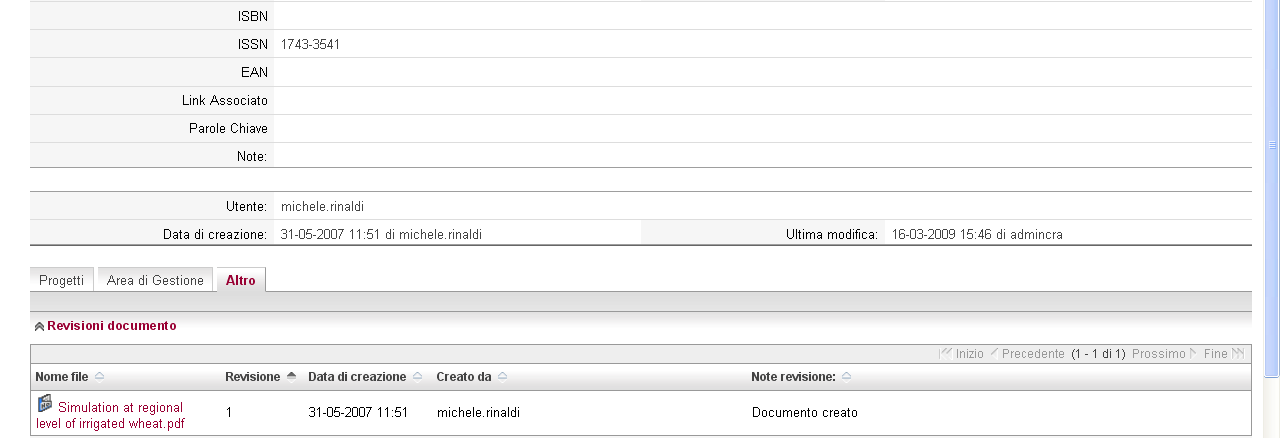 Cliccando sul titolo del documento o della pubblicazione ( Figura 2) si apre la scheda contenente le