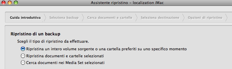 desiderato. Nella maggior parte dei casi, ma non sempre, si tratta del backup più recente. L'elenco point-in-time consente di individuare con esattezza i file da ripristinare.